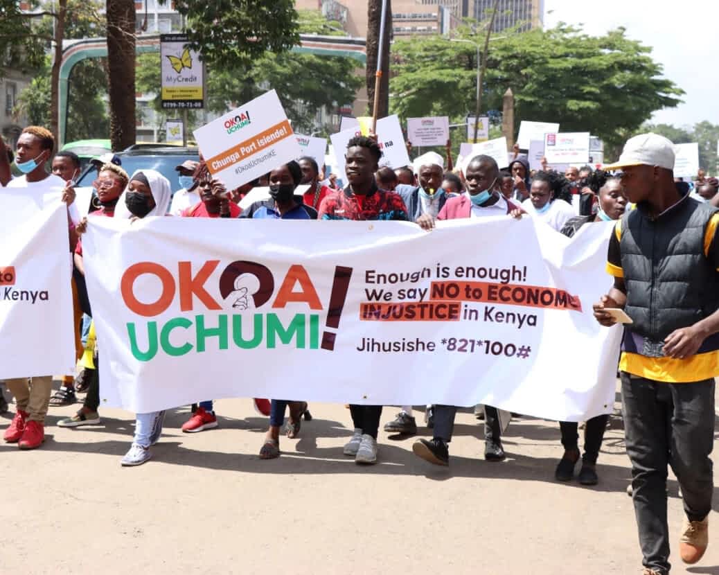 Demonstration med banner, Kenya