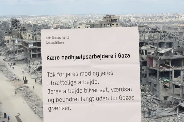 Illustration af et brev til medarbejdere i Gaza