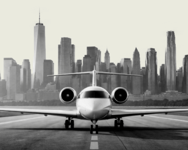 Illustration af fly på en landingsbane