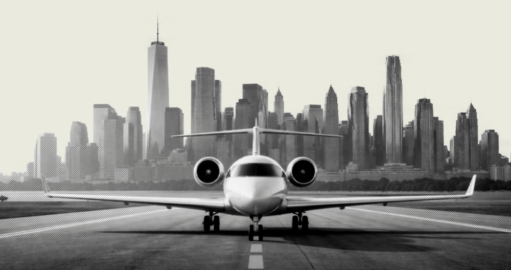 Illustration af fly på en landingsbane